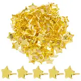 BETESSIN 100pcs Mini Sterne Brads Musterklammern Metall 8MM Verschlussklammern Gold Klammern Musterbeutelklammern Bastelklammern für DIY Scrapbooking Basteln Papierverschluss