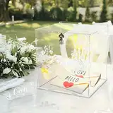 Cinnani Hochzeit Kartenbox aus Acryl, Geldbox Hochzeit mit Schloss Schild, Groß DIY Klar Hochzeitsbox Geschenk karten Briefbox Hochzei Geschenkbox Für Hochzeit, Geburtstagsfeier, Jubiläum Babyparty