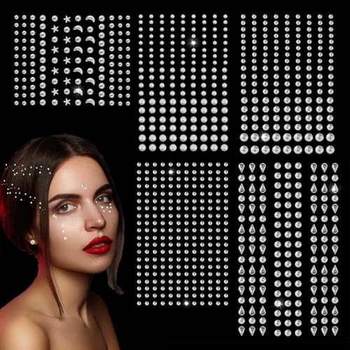 847 Stück Glitzersteine Aufkleber, Zum Dekorieren Von Gesicht, Schmucksteine Aufkleber, Klebesteine Zum Basteln Für Gesicht/Nägel/Haare/Make-Up/Festival/Karneval/Halloween/Weihnachts Dekoration.