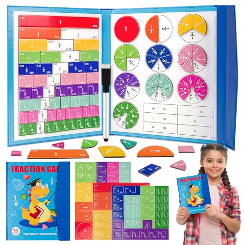 JWDMHSJ Math Toy Fraction, Bruchrechnen Material, Bruchrechnen Magnetisch, Mathe Lernspielzeug, Brüche Magnetisch, Arithmetisches Lernspielzeug, Magnetische Bruchfliesen und Bruchkreise für Kinder