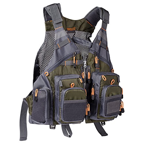 Bassdash Herren Angeln Weste Multifunktionsweste Anglerweste mit biszu max.20 Taschen für Fliegenfischen und Outdoor Freizeit
