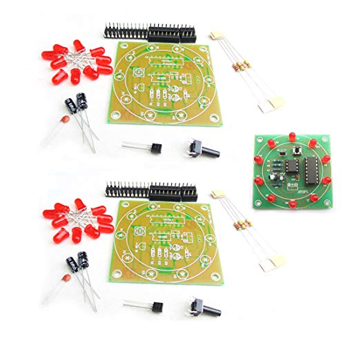 Hailege 2pcs NE555 CD4017 Electronic Lucky Turntable Electronic Production DIY Kit Flash Light DIY for Students Electronics Learning Study