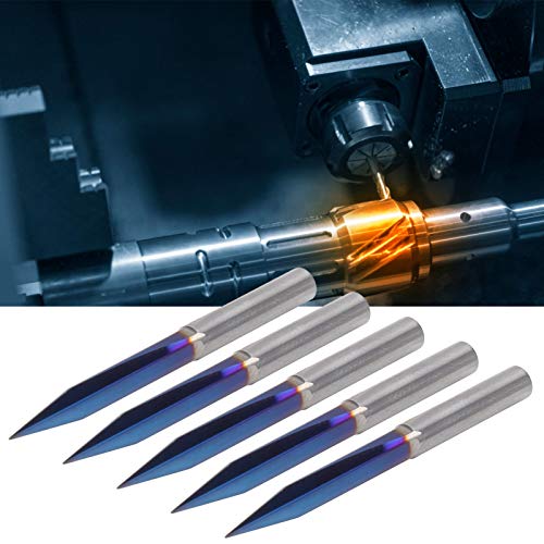 Gravurbohrer, 5-tlg. V-förmiger Gravurkopf mit gerader Nut, Wolframstahl-Gravurkopf mit hoher Härte für Federschnitzwerkzeuge, CNC-Fräsmaschinen, Schaftfräser 4 x 0,3 x 25 Blau