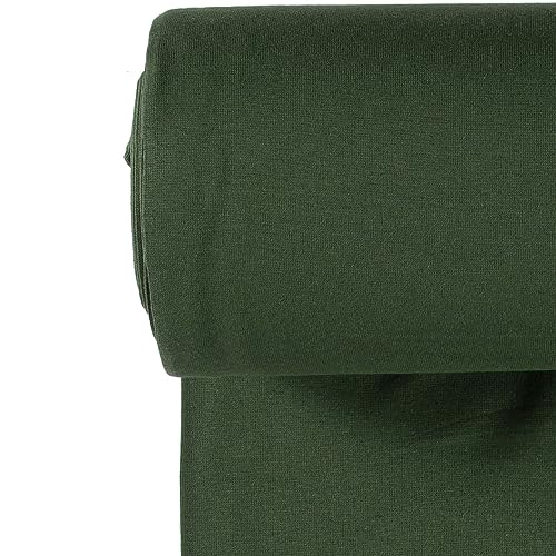 Bündchenstoff Meterware | Uni Jersey | Oeko-Tex Schlauchware glatt 70 cm breit | 38 Farben 0,5m (dunkel grün)