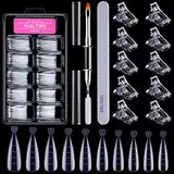 MELLIEX 100 Stücke Dual Nail Forms Set, Nagelverlängerung Doppelte künstlicher Nagelformen mit Dual-Ended Nagel Pinsel, 10 Stück Nagelspitzen Clip und Nagelfeile für UV-Acryl Nagel Werkzeug