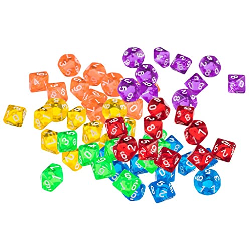 Sharplace 60 Stück Acryl Polyedrische Würfel Set, D10 Würfel Dice Spielwürfel für DND/RPG/MTG Tischspiele Brettspiel Kartenspiel Rollenspiele, FarbSpielwürfel