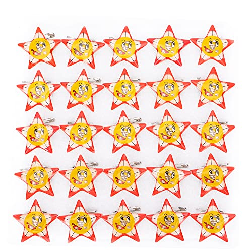 Hapivida 25Pcs Brosche Pin Set LED Broschen Niedlichen Cartoon Blinkende Pins Leuchten Kinder Geschenk Gefälligkeiten für Party Urlaub(Stern)