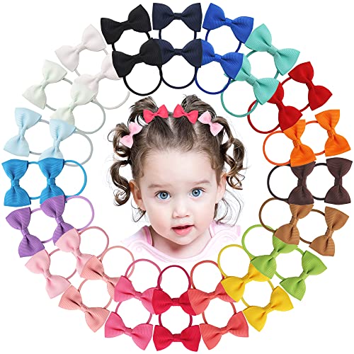 MiDoDo 40pcs 2 Zoll Baby Mädchen Haarschleifen Haargummis Elastisches Stirnband Pferdeschwanzhalter Grosgrain Band Haarband für Kinder Kleinkinder Kleine Mädchen (20pcs)