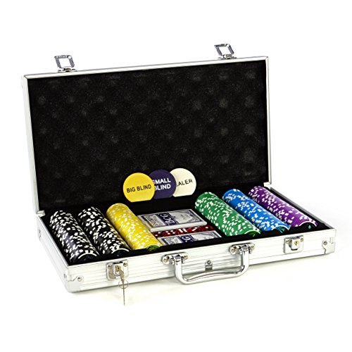 Nexos Pokerkoffer Pokerset 500 300 Laser Pokerchips Poker Komplett Set 12 g Chips Deluxe Größe wählbar (300 Chips)