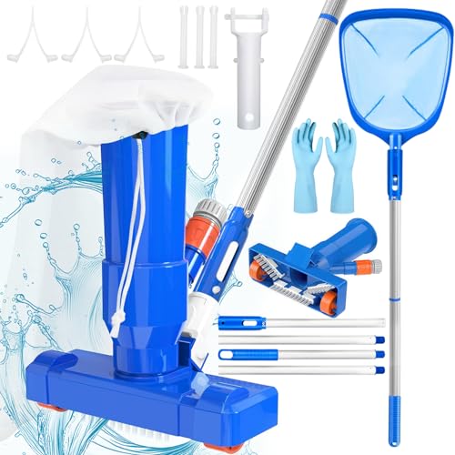 ZQEJEFD Poolreinigung Bodensauger & Skimmer Pool Kescher, Tragbares Poolsauger Staubsauger mit 168cm Verdickten Poolstangen, Vakuumsauger Pool Reinigungsset für Schwimmbad, Spa,Teich, Whirlpool