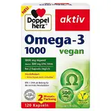 Doppelherz Omega-3 1000 vegan - Hochdosierte Omega-3-Fettsäuren EPA und DHA aus pflanzlichem Algenöl - 120 kleine, leicht schluckbare Kapseln