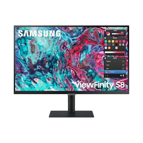 Samsung ViewFinity S8UT Business Monitor mit integrierten Lautsprechern, 27 Zoll, IPS-Panel, 4K UHD, 3.840 x 2.160 Pixel, HDR10, 99% sRGB Farbraumabdeckung für Grafikdesign, 60 Hz, 5 ms (G/G), Pivot