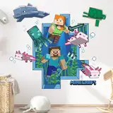 Mine-craf Cartoon Wandaufkleber Kinderzimmer, Wand Fenster Wandtattoo, Videospiel Wandstikcer, Wandaufkleber Poster, Creeper wandtattoo wasserdichte, für Kinderzimmer, Wohnzimmer Wanddekoration