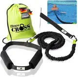 BodyCROSS Premium Schwimmtrainer für jeden Pool geeignet, optimales Schwimmen ohne Gegenstromanlage, gepolsterter Schwimmgürtel mit Tube 1-20kg Zugkraft, geprüft und Zertifiziert, Made in Germany