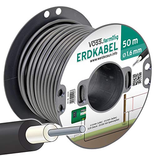 VOSS.farming 50m Hochspannungs-Zaun u. Erdkabel 1,6mm für den Weidezaun Weidezaungerät