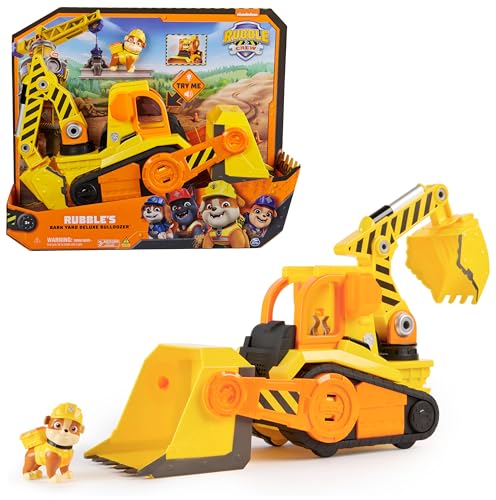 Rubble & Crew - Großes Planierraupen-Baufahrzeug mit Licht- und Geräuscheffekten (Deluxe Fahrzeug) und Rubble-Figur, Spielzeug für Kinder ab 3 Jahren