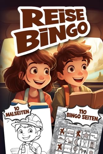 Reise Bingo: Reisespiel zur Beschäftigung der Kinder auf Autofahrten, Busfahrten oder Zugfahrten & im Urlaub