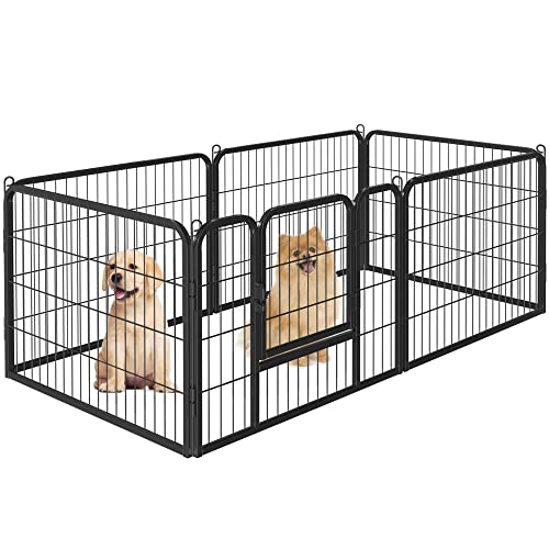 Yaheetech Freigehege Welpenlaufstall 6 eckig Tierlaufstall aus Metall Welpenkäfig Gittergehege inkl. Tür inkl. Tür Kleintiergehege Laufstall mit Tür je Panel 80 x 60 cm für Innen/draußen