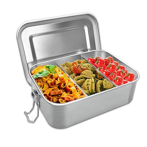 Nutabevr Brotdose Edelstahl, 850ml Lunchbox Auslaufsicher mit Abtrennung und Dichtring, nachhaltige und umweltfreundliche BPA-frei, Lunchbox, Vesperdose, Pausenbrot, für Erwachsene & Kinder