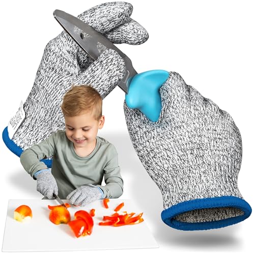 LauterSchutz® PREMIUM Schnittschutz Handschuhe - Kinder & Erwachsenen Größen - Kreuzfaser-PE-Stoff - hoher Komfort & dehnbares Material - SCHNITTSCHUTZ KLASSE C (Größe XS (6-8 Jährige)