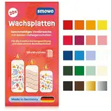 Smowo® 20 Wachsplatten zum Verzieren und Gestalten von Kerzen - Ideal für Kommunion, Taufe und Basteln - Kerzenwachs Platten Set für DIY Kerzenkunst