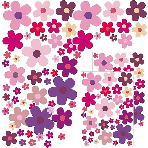 70 Blümchen Set, Fahrrad Aufkleber Sommer Blumen Auto Sticker Wasserdichte Aufkleber Dekoration für Roller Fahrrad Notebook Laptop Handy Auto-Aufkleber