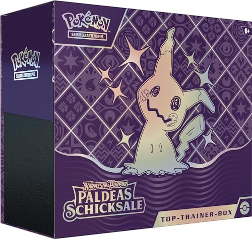 Pokémon-Sammelkartenspiel: Top-Trainer-Box Karmesin & Purpur – Paldeas Schicksale (9 Boosterpacks, 1 holografische Vollbild-Promokarte & Zubehör)