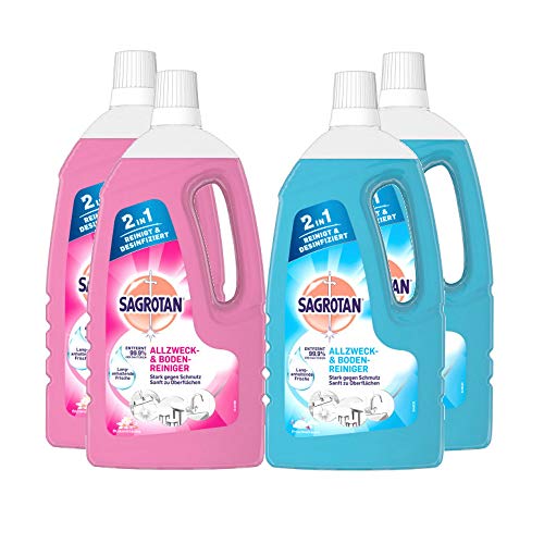 Sagrotan Allzweck-Reiniger Mixpack mit 4 Artikeln für die Oberfächenreinigung - Frischetraum & Blütenfrische - 4 x 1,5l