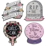 4 Teile/satz Mädchen Feministische Emaille Pin Brosche Kreative Revers Rucksack Abzeichen Unterstützung Frauen Rechte Pin Brosche Feminismus Schmuck Geschenk