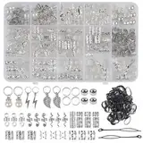 217 Stück Haarschmuck Silber, Wikinger Dreadlocks Schmuck, Nordische Haarperlen, Braids Schmuck mit Schmuckschatulle Zubehör, für Frauen Männer Zöpfe