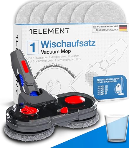 Wischaufsatz für Dyson – elektrischer Bodenwischaufsatz – kompatibel mit Dyson Staubsaugern V7, V8, V10, V11, V15, Gen5 – 50dB-Motor – abnehmbarer Wassertank – inkl. 6 Wischmopps – alle Böden