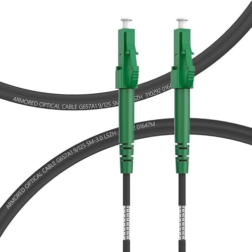FLYPROFiber 8m Gepanzerte Glasfaserkabel LC/APC auf LC/APC, LWL Patchkabel Simple Singlemode 9/125μm OS2 Patchkabel, Schwarz