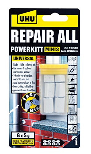 UHU REPAIR ALL POWERKITT Minis 6x5g, Klebstoff-Knetmasse auf Epoxidharzbasi, in der praktischen Box, 30g