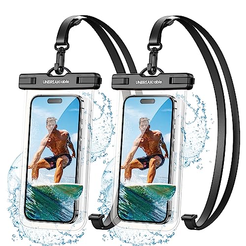 UNBREAKcable wasserdichte Handyhülle - [2 Stück] 7.0 Zoll IPX8 Unterwasser handyhülle wasserdicht für Schwimmen, Baden für iPhone 15 14 13 12 11 XS Pro Max, Samsung S24 S23 & Mehr - Transparent