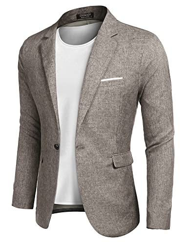 COOFANDY Herren Sakko Sportlich Modern Slim Fit Modern Business Anzugjacke für Hochzeit Party Khaki S1