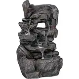 STILISTA Gartenbrunnen Steinwasserfall 47 x 28 x 25 cm, mit LED Beleuchtung, inklusive Pumpe