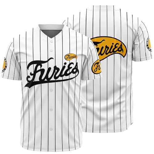 Herren The Warriors Furies Baseball Movie Jersey Shirts Kostüm genäht, Weiss/opulenter Garten, 3X-Groß