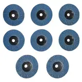 Vueinrg 8 Stück Fächerscheiben Ø 76 mm x 10 mm Körnung 40/60/80/120 Mischen Set Lamellenscheiben Lamellen Schleifscheiben Schleifmopteller Schleifmop Flap Disk für 10,8-12V Winkelschleifer