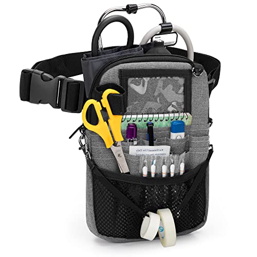 Trunab Krankenschwester Gürteltasche Medizinische Taillentasche, Krankenschwester Organisator Tasche mit Mehreren Fächern, verstellbarem Hüftgurt, ideal für Krankenschwester-Set, Stethoskop Grau