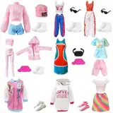 24 Stück Puppen Kleidung und Zubehör Kompatibel mit Barbie, Enthält 1 Trainingsanzug, 3 Kurzarm-Sets, 1 Tank-Top-Set, 10 Schuhe, 8 Accessoires Zufälliger Stil für 11.5 Zoll Mädchen Puppen