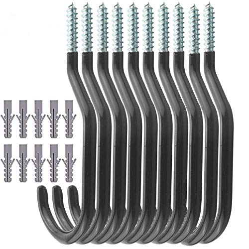 TooTaci Fahrradhaken,10 Stück Fahrrad Haken Deckenhalterung,Schraubhaken groß mit Kunststoffbeschichtung,Deckehaken/Wandhalterung Fahrradhaken für Fahrrad Aufbewahrung,Lager,Garage Fahrradhalter