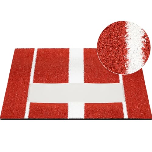 Simgoing Softball Pitching Mat 36 x 24 Inch Rubber Softball Pitching Mound with Pitching Rubber Mobile Training Pitchers Mound Antifade Antislip Pitchers Mound for Indoor Outdoor Pitching Practice