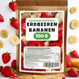 Gefriergetrocknete Früchte Mix 100g, Gefriergetrocknete Erdbeeren Bananen Pur Ohne Zusätze Natürliche Trockenfrüchte Trockenobst von Foozia