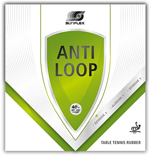 Sunflex ANTILOOP Tischtennis-Belag | professioneller Anti Topspin Belag | ITTF zugelassen | Gute Spinumkehr und Sicherheit | 1,2mm Schwamm | schwarz