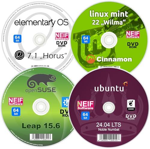 Best of Linux Edition Winter 2025 (64 Bit) auf DVD - mit Ubuntu 24.04, Mint 22 Cinnamon, Elementary OS 7.1 und openSUSE Leap 15.6 - Betriebssystem Alternative