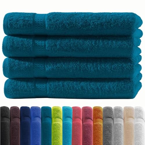 Zestri Frottier Gästehandtuch 4er-Set | Petrol 30x50 | 100% Baumwolle 500g/m² | Öko-Tex Standard 100 Handtuch Gästetuch