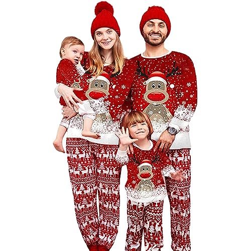 MoneRffi Weihnachts Pyjama Familie Set,Matching Christmas Pyjama Couples Set,Weihnachtspyjama Familie Outfit Weihnachten Schlafanzug für Damen Herren Kinder(Christmas-05,Damen,M)