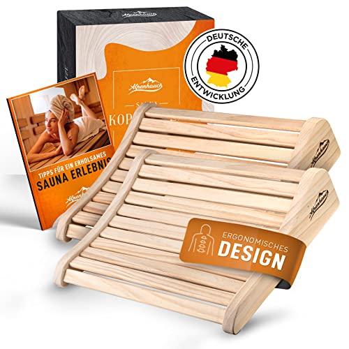 ALPENHAUCH Sauna Kopfstütze Holz [2 Stück] - Ergonomische Saunakopfstütze Holz - Edles Sauna Zubehör Infrarotkabine - Komfortable & breite Kopfstütze Sauna Holz für Sauna & Infrarotkabine