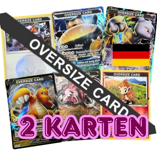 Deutsches Kartenset für Pokemon Sammelkarten XXL Jumbo Große Karten 2er- Pack zufällige V/VMAX/Holo/EX/GX/Jumbo Oversized