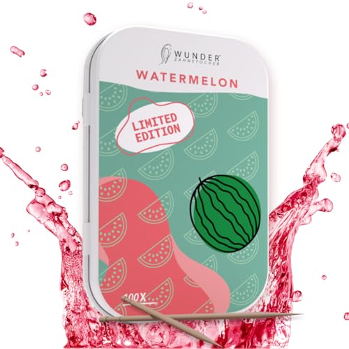 Wunder Zahnstocher - Zahnstocher mit Geschmack - gute Alternative zu Kaugummi - hilft gegen Nägelkauen - frischer Atem mit Aromatisierte Zahnstocher - Zuckerfrei, Vegan (Wassermelone)